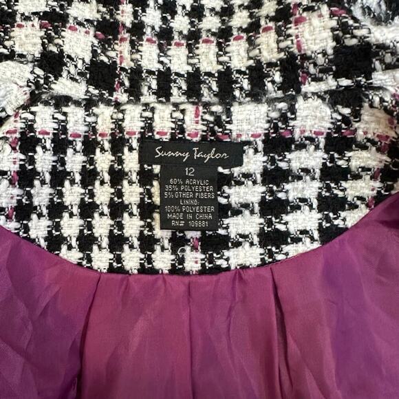 Sunny Taylor Women's Houndstooth Short Jacket‎ Black Size 12 Casual - Picture 6 of 8